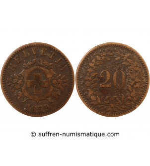 SUISSE - 20 CENTIMES 1859 B BERNE - ECUSSON
