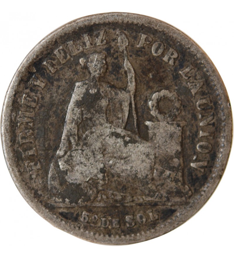 PEROU - 1/5 SOL ARGENT 1867 YB