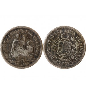 PEROU - 1/5 SOL ARGENT 1867 YB 2