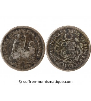 PEROU - 1/5 SOL ARGENT 1867 YB