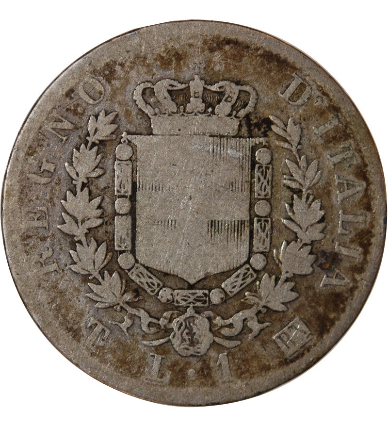 ITALIE, VICTOR EMMANUEL II - 1 LIRE ARGENT 1863 T TURIN