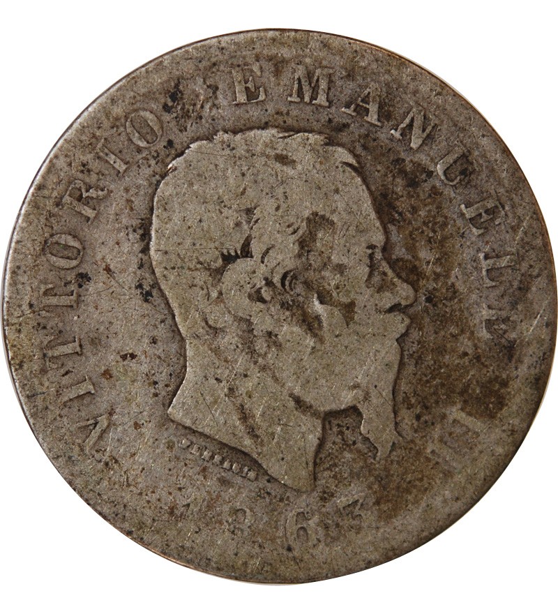 ITALIE, VICTOR EMMANUEL II - 1 LIRE ARGENT 1863 T TURIN