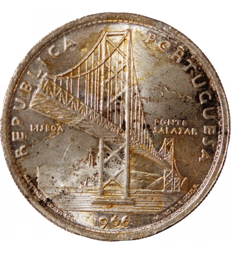 PORTUGAL - 20 ESCUDOS ARGENT 1966 - PONT SALAZAR