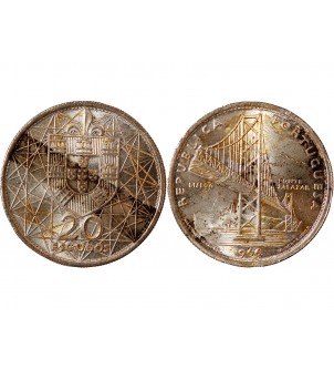 PORTUGAL - 20 ESCUDOS ARGENT 1966 - PONT SALAZAR 2