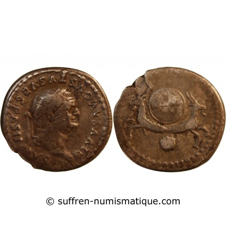 VESPASIEN, FRAPPE SOUS TITUS - DENIER ARGENT 80 ROME
