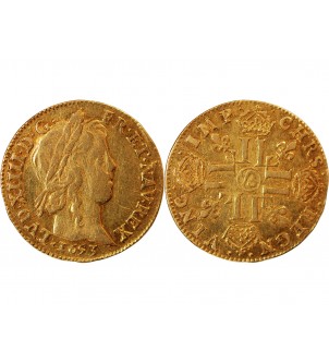 LOUIS XIV - LOUIS D'OR A LA MECHE LONGUE 1653 AIX Frappe médaille 2