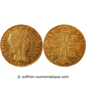 LOUIS XIV - LOUIS D'OR A LA MECHE LONGUE 1653 AIX Frappe médaille