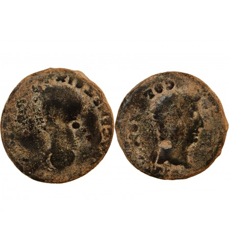 TIBERE - SESTERCE 14 / 15 COLONIA ROMULA - DIVIN AUGUSTE ET LIVIE