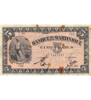 MARTINIQUE - 5 FRANCS (1942) - SÉRIE C.50