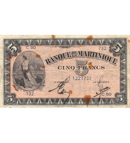 MARTINIQUE - 5 FRANCS (1942) - SÉRIE C.50