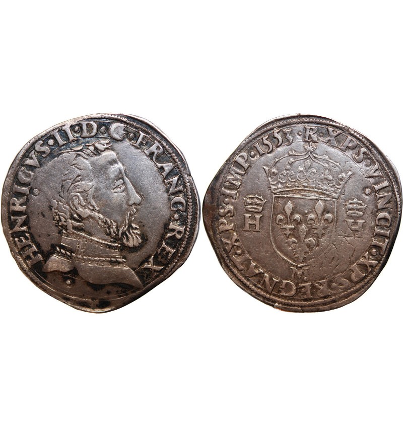 France Henri II - Teston Argent 1553 M Toulouse