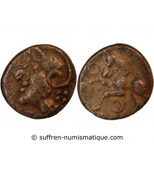 ÉDUENS, REGION DU MONT-BEUVRAY - DENIER ARGENT A LA TÊTE CASQUÉE