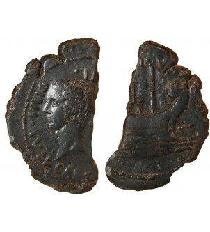 VIENNE, CESAR ET OCTAVE - 1/2 DUPONDIUS 36 AV JC 2