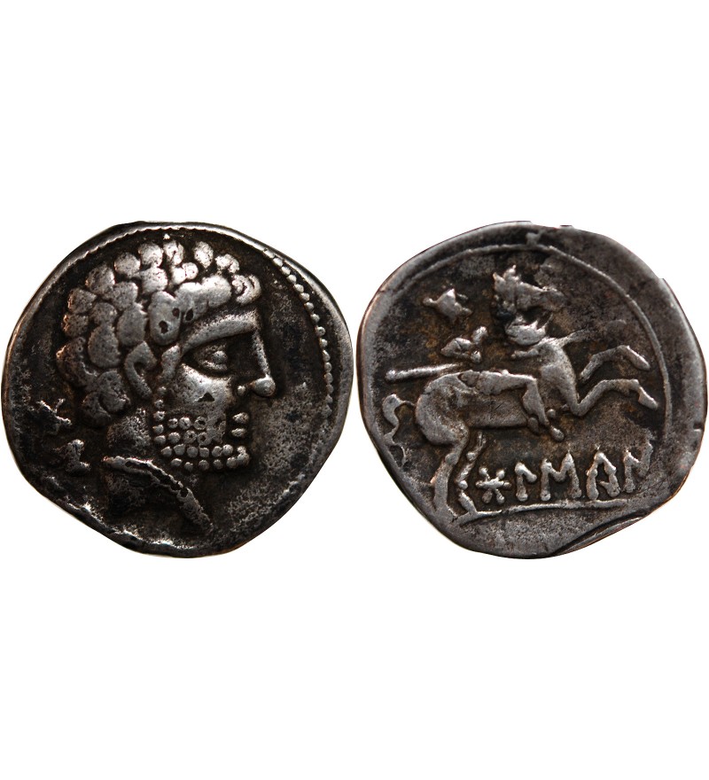 ESPAGNE, SUSSETANOS - DENIER ARGENT AU CAVALIER 150 / 120 AV JC OSCA