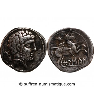 ESPAGNE, SUSSETANOS - DENIER ARGENT AU CAVALIER 150 / 120 AV JC OSCA