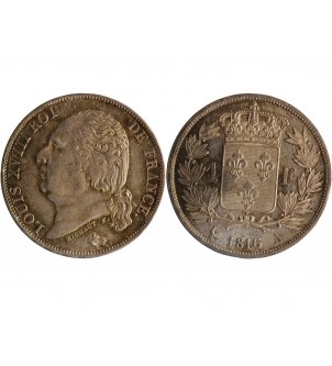 France 1 Franc Louis XVIII  1816 A Paris 2