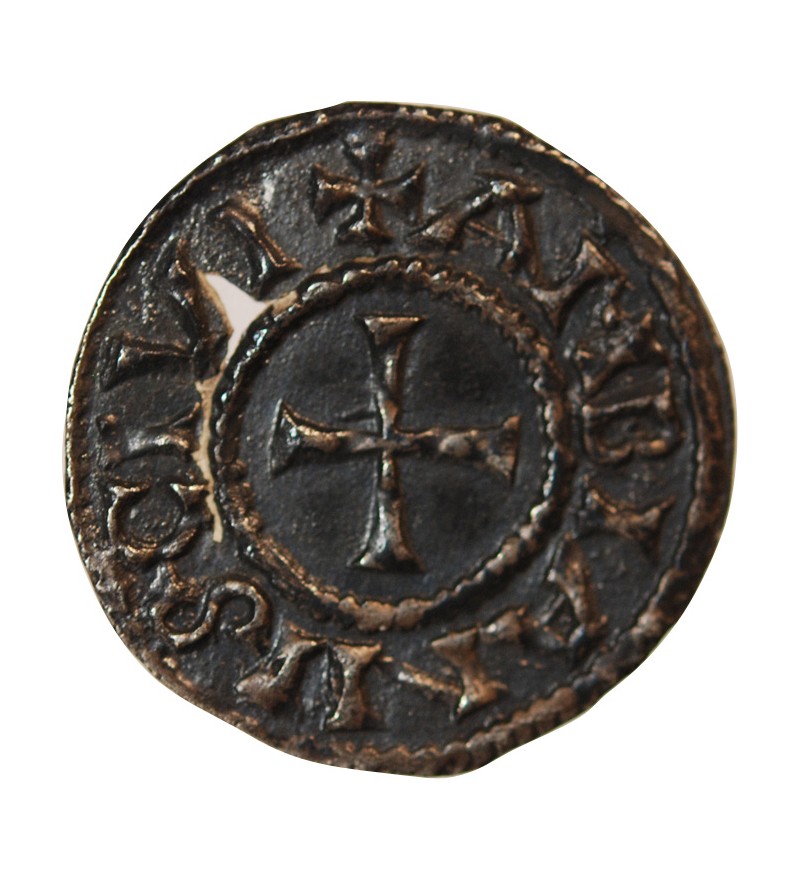 CHARLES II LE CHAUVE - DENIER ARGENT 843 / 877 AMIENS - Troué