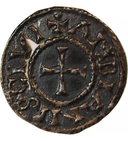 CHARLES II LE CHAUVE - DENIER ARGENT 843 / 877 AMIENS - Troué