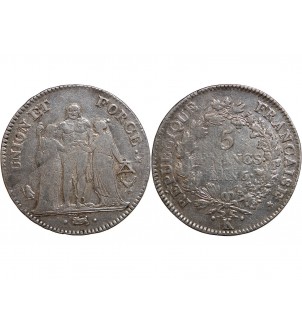 France Union & Force - 5 Francs Argent - L'An 6 K Bordeaux 2