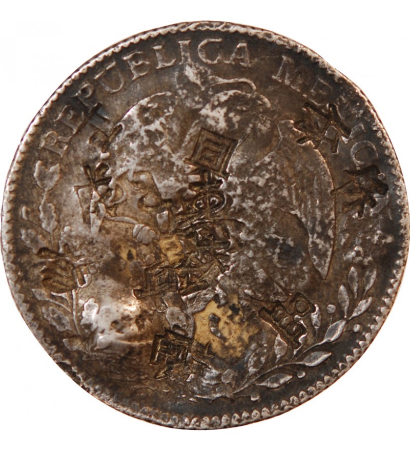 MEXIQUE - 8 REALES ARGENT 1855 Go PF - Contremarques chinoises
