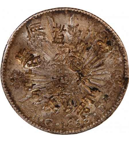 MEXIQUE - 8 REALES ARGENT 1855 Go PF - Contremarques chinoises