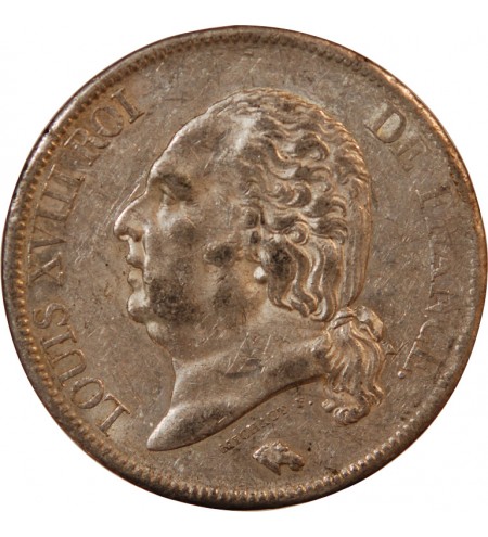 LOUIS XVIII - 5 FRANCS ARGENT 1820 A PARIS