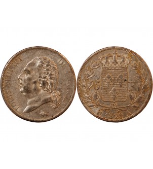 LOUIS XVIII - 5 FRANCS ARGENT 1820 A PARIS 2