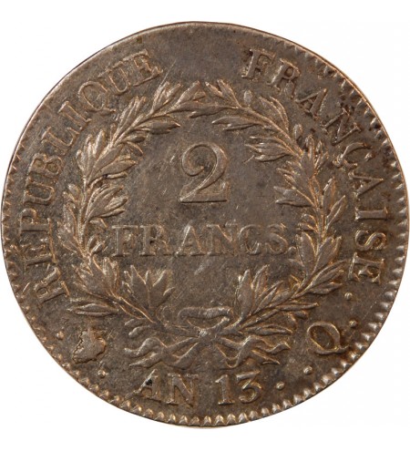 NAPOLEON Ier - 2 FRANCS AN 13 Q PERPIGNAN "calendrier révolutionnaire"