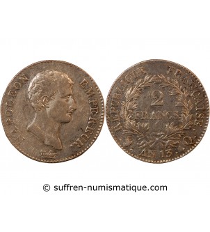 NAPOLEON Ier - 2 FRANCS AN 13 Q PERPIGNAN "calendrier révolutionnaire"