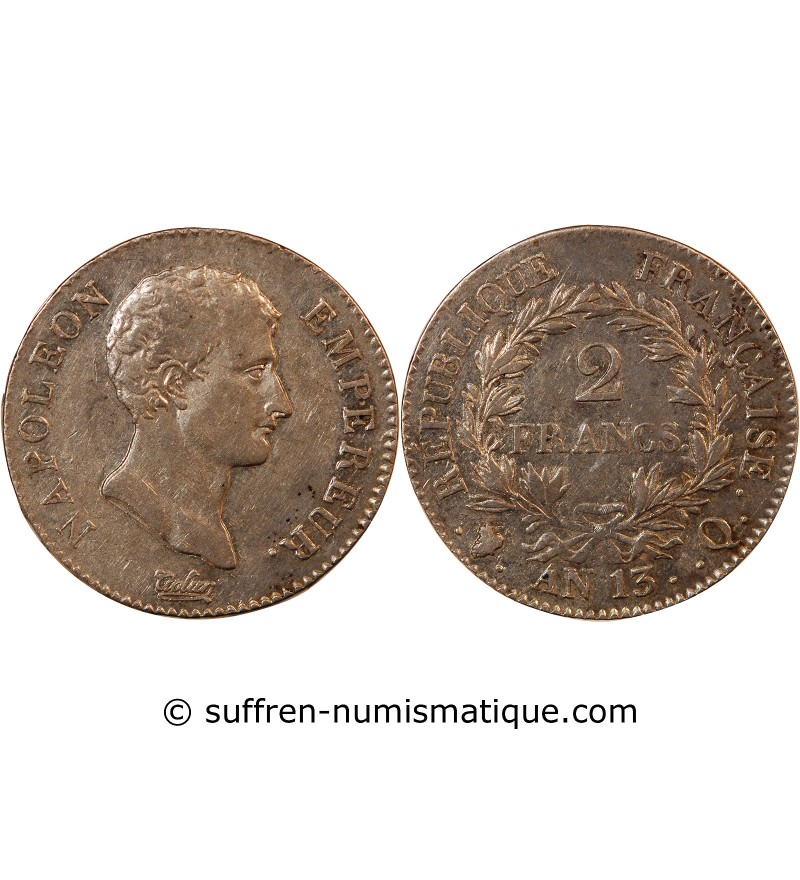 NAPOLEON Ier - 2 FRANCS AN 13 Q PERPIGNAN "calendrier révolutionnaire"