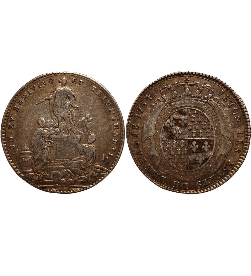 France JETONS DES ETATS DE BRETAGNE LOUIS XV 1754 RENNES DANIEL N°102