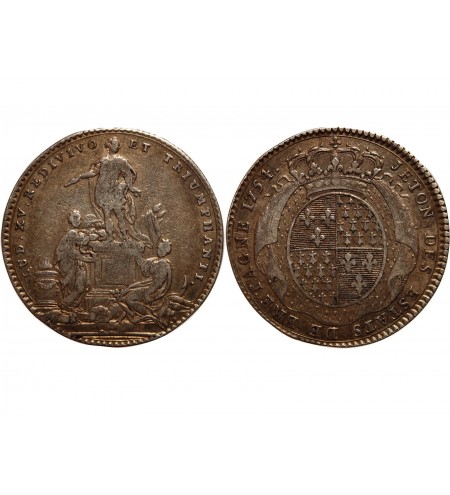 France JETONS DES ETATS DE BRETAGNE LOUIS XV 1754 RENNES DANIEL N°102