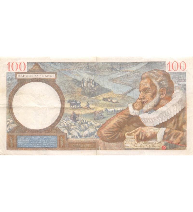 FRANCE, SULLY - 100 FRANCS 02/04/1942 - SÉRIE F.30069