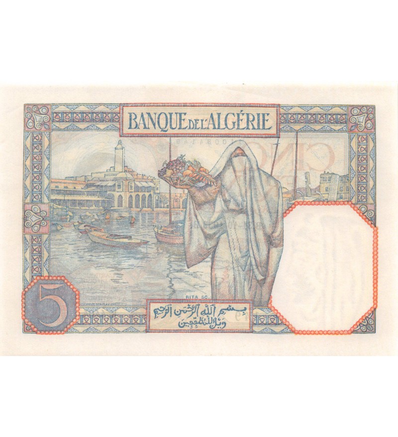 BANQUE DE L'ALGERIE - 5 FRANCS 31/10/1933