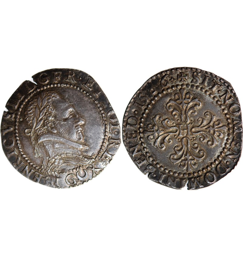 HENRI III - 1/2 FRANC AU COL PLAT 1586 G POITIERS
