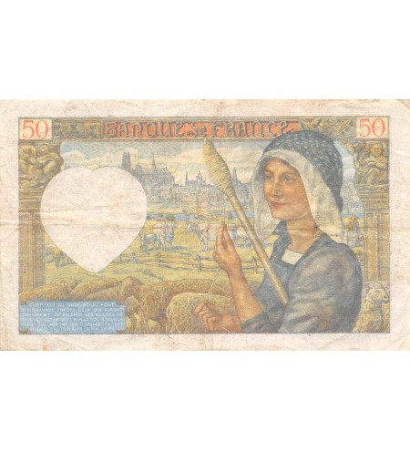 FRANCE, JACQUES COEUR - 50 FRANCS 24/04/1941 - SÉRIE N.70