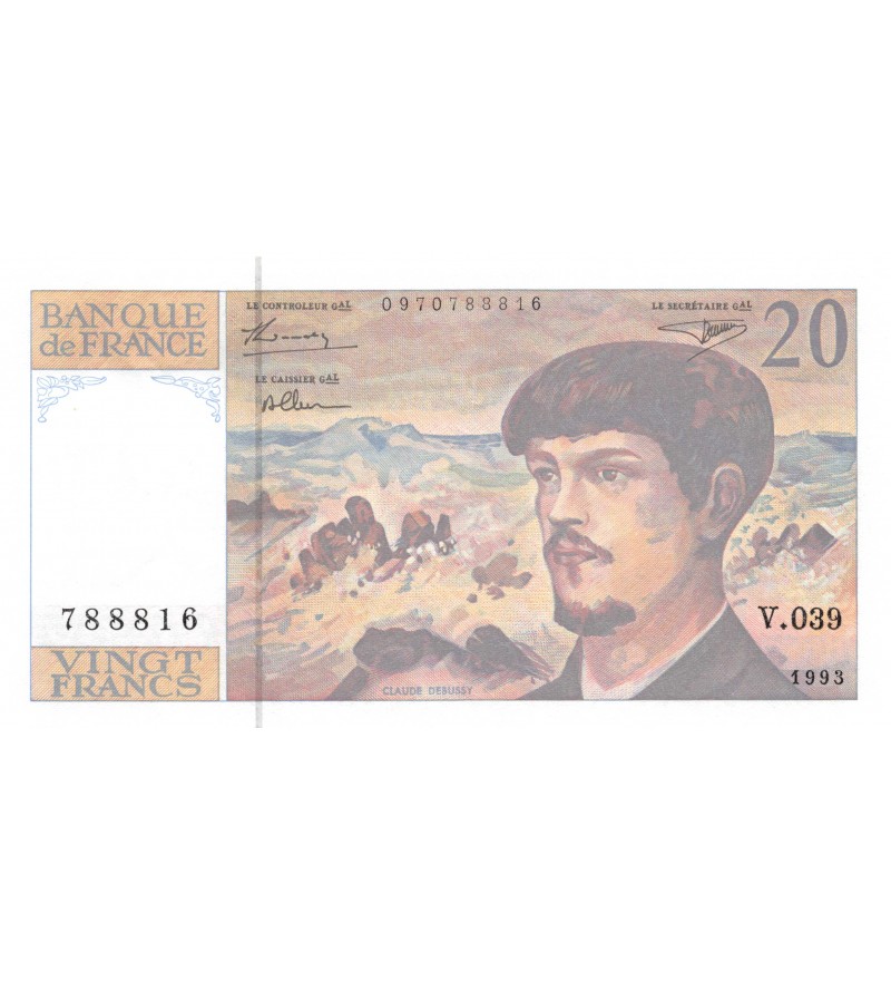 FRANCE, DEBUSSY - 20 FRANCS 1993 - SÉRIE V.039