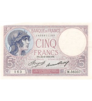 FRANCE - 5 FRANCS VIOLET 22/06/1933 - SÉRIE M.56357
