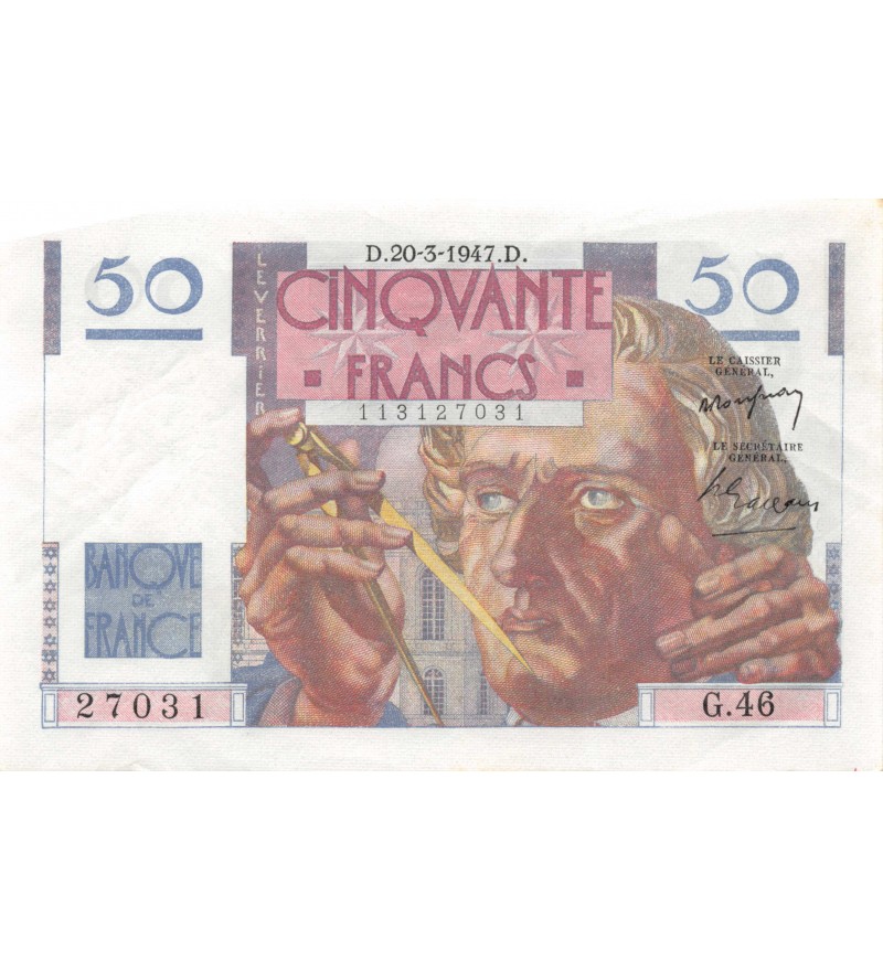 FRANCE, LE VERRIER - 50 FRANCS 20/03/1947 - SÉRIE G.46
