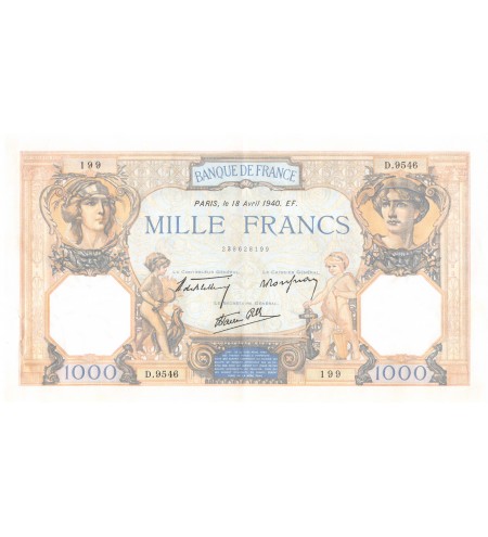 FRANCE, CÉRÈS ET MERCURE - 1000 FRANCS 18/04/1940 - SÉRIE D.9546