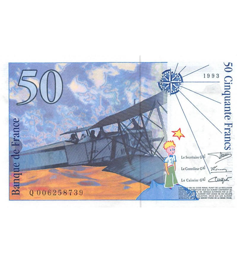 FRANCE, SAINT-EXUPERY - 50 FRANCS 1993 - SÉRIE Q.006