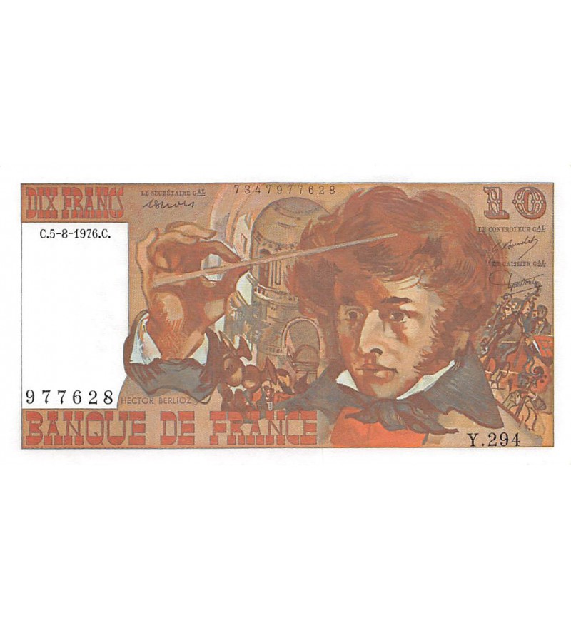 FRANCE, BERLIOZ - 10 FRANCS 05/08/1976 - SÉRIE Y.294