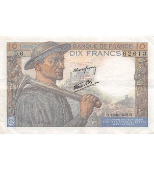 FRANCE - 10 FRANCS MINEUR 11/06/1942 - SÉRIE D.6 2