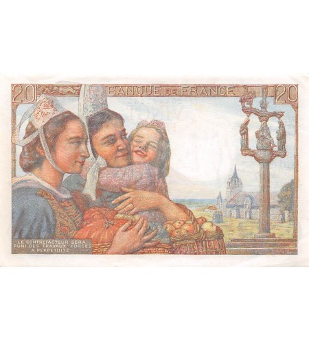 FRANCE - 20 FRANCS PÊCHEUR 15/04/1943 - SÉRIE U.82