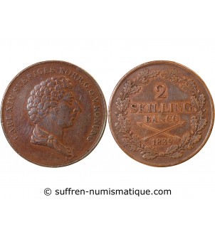 SUÈDE, CARL XIV JOHAN - 2 SKILLING BANCO 1839