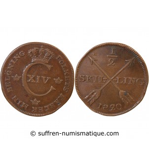 SUÈDE, CARL XIV JOHAN - 1/2 SKILLING 1820