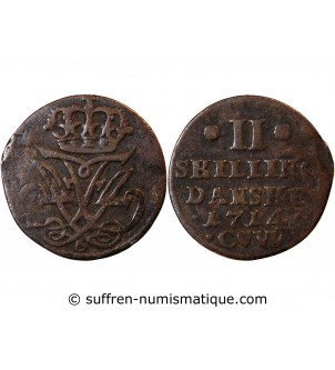 DANEMARK, FREDERIK VII - 2 SKILLING DANSKE 1714 CW