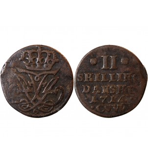 DANEMARK, FREDERIK VII - 2 SKILLING DANSKE 1714 CW 2