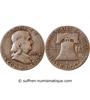 USA, BENJAMIN FRANKLIN - 1/2 DOLLAR ARGENT 1953 S SAN FRANCISCO