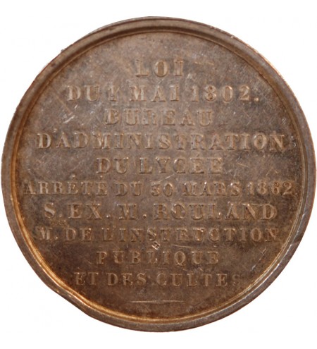 NAPOLÉON III, INSTRUCTION PUBLIQUE ET DES CULTES - MÉDAILLE ARGENT 1862